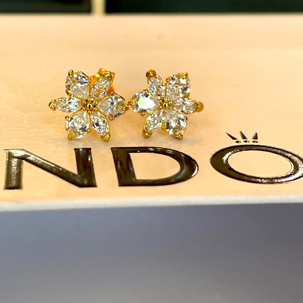 New Authentic Pandora Sparkling Herbarium Cluster Stud Earrings 14k gold plated